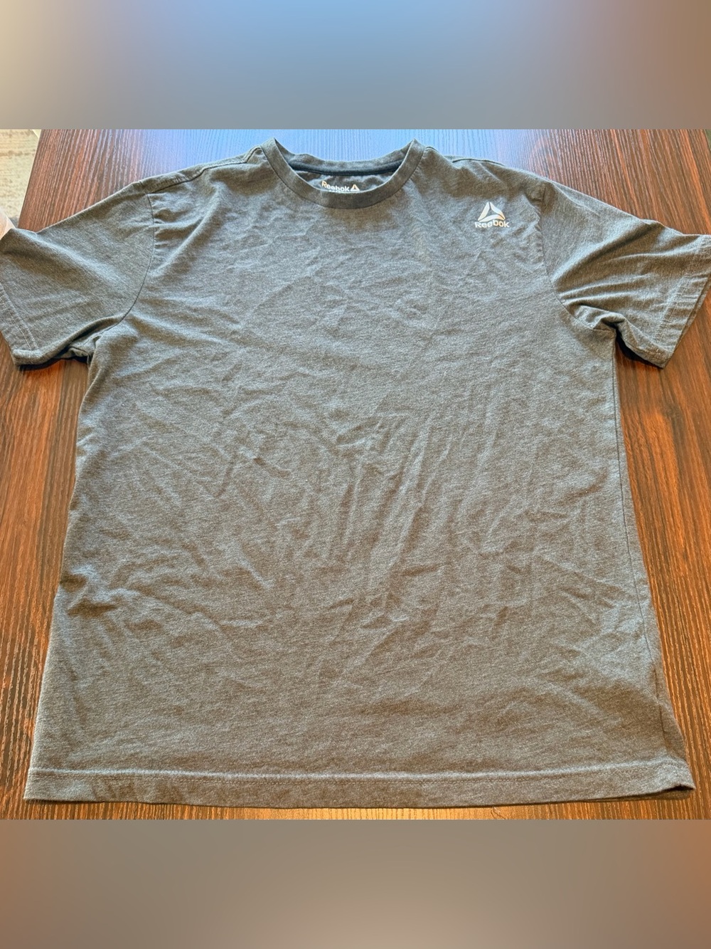 Reebok Mens Heather Charcoal Gray Delta Logo Athletic Short Sleeve Tee Shirt M